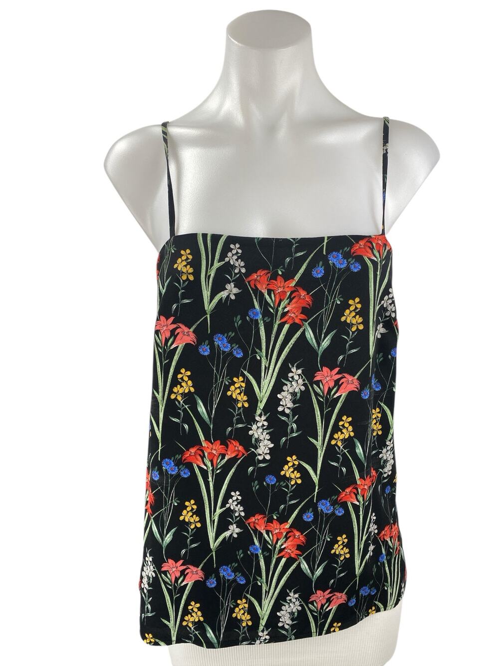 Oasis Women's Black Floral Sleeveless Square Neck Cami Camisole Tank Top Size 6
